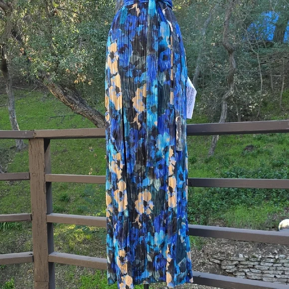 NWT $268 DRESS THE POPULATION BELLA ONE SHOULDER MAXI DRESS IN COBALT MULTI  S - conticontadores.com.br